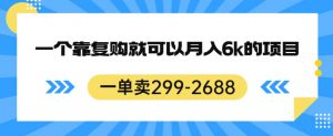一单卖299-2688，一个靠复购就可以月入6k的暴利项目【揭秘】-最全资源库