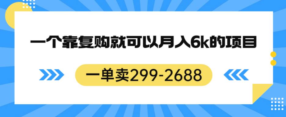 一单卖299-2688，一个靠复购就可以月入6k的暴利项目【揭秘】-最全资源库
