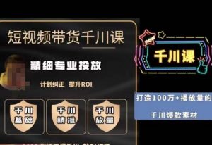 短视频带货-千川专业投放课,精细化专业投放,计划纠正,提升ROI-最全资源库