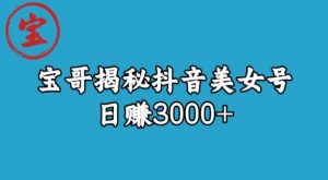 宝哥揭秘抖音美女号玩法，日赚3000+【揭秘】-最全资源库