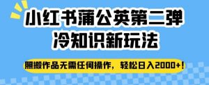 小红书蒲公英第二弹冷知识新玩法，照搬作品无需任何操作，轻松日入2000+【揭秘】-最全资源库