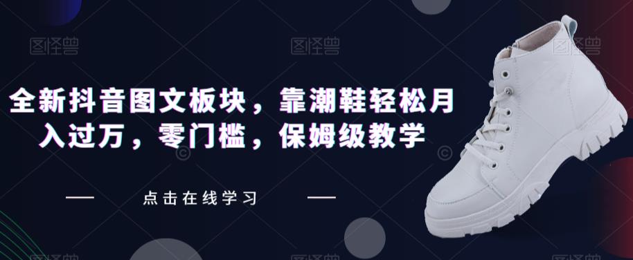 全新抖音图文板块,靠潮鞋轻松月入过万,零门槛,保姆级教学【揭秘】-最全资源库