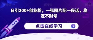日引200+创业粉，一张图片配一段话，稳定不封号【揭秘】-最全资源库