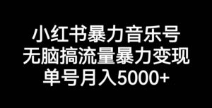 小红书暴力音乐号，无脑搞流量暴力变现，单号月入5000+-最全资源库