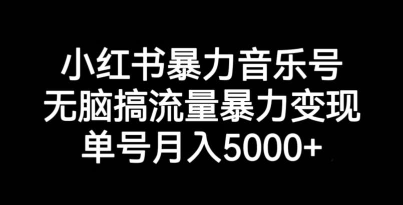 小红书暴力音乐号，无脑搞流量暴力变现，单号月入5000+-最全资源库