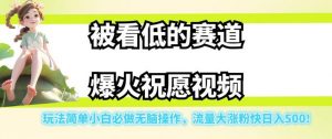 被看低的赛道爆火祝愿视频，玩法简单小白必做无脑操作，流量大涨粉快日入500-最全资源库