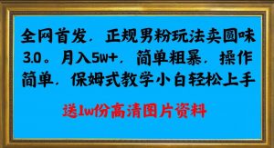 全网首发正规男粉玩法卖圆味3.0，月入5W+，简单粗暴，操作简单，保姆式教学，小白轻松上手-最全资源库