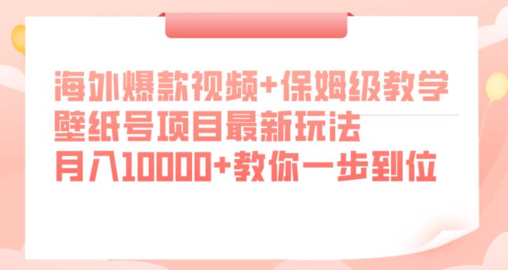海外爆款视频+保姆级教学，壁纸号项目最新玩法，月入10000+教你一步到位【揭秘】-最全资源库