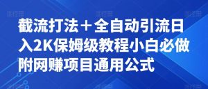 截流打法＋全自动引流日入2K保姆级教程小白必做，附项目通用公式【揭秘】-最全资源库