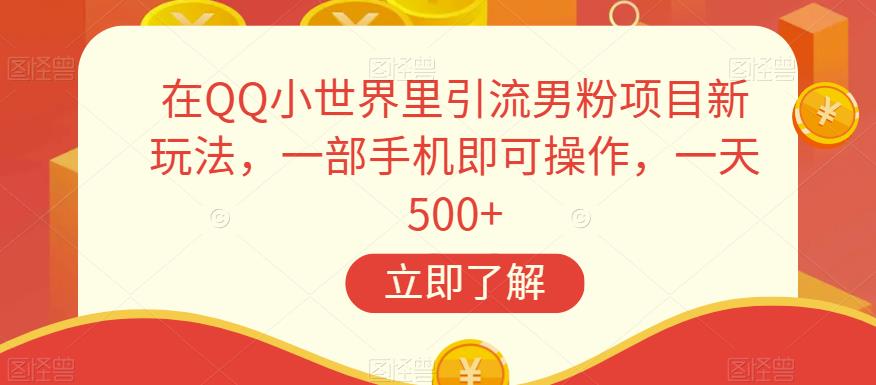 在QQ小世界里引流男粉项目新玩法，一部手机即可操作，一天500+【揭秘】-最全资源库