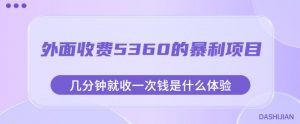 外面收费5360的暴利项目，几分钟就收一次钱是什么体验，附素材【揭秘】-最全资源库