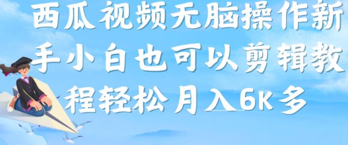 西瓜视频搞笑号，无脑操作新手小白也可月入6K-最全资源库