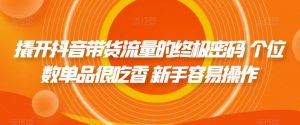 撬开抖音带货流量的终极密码 个位数单品很吃香 新手容易操作-最全资源库
