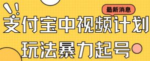 支付宝中视频玩法暴力起号影视起号有播放即可获得收益（带素材）-最全资源库