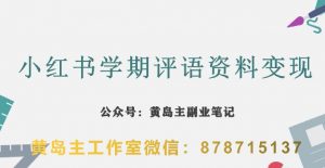 副业拆解：小红书学期评语资料变现项目，视频版一条龙实操玩法分享给你-最全资源库