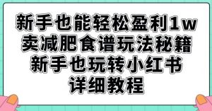 新手也能轻松盈利1w，卖减肥食谱玩法秘籍，新手也玩转小红书详细教程【揭秘】-最全资源库