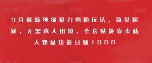 9月最新纯绿暴力男粉玩法，简单粗暴，无需真人出镜，全套赋能靠卖私人物品也能日赚1000-最全资源库