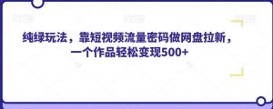 纯绿玩法，靠短视频流量密码做网盘拉新，一个作品轻松变现500+【揭秘】-最全资源库