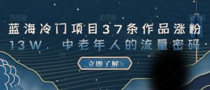 蓝海冷门项目37条作品涨粉13W，中老年人的流量密码【揭秘】-最全资源库