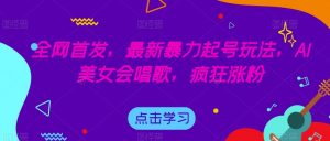 全网首发，最新暴力起号玩法，AI美女会唱歌，疯狂涨粉【揭秘】-最全资源库