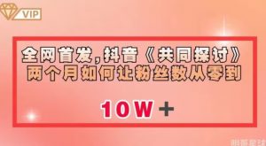 全网首发，抖音《共同探讨》两个月如何让粉丝数从零到10w【揭秘】-最全资源库