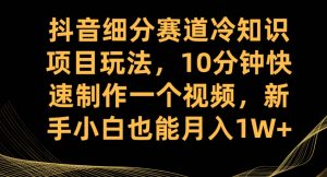 抖音细分赛道冷知识项目玩法，10分钟快速制作一个视频，新手小白也能月入1W+【揭秘】-最全资源库