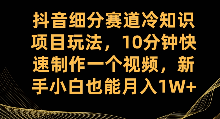 抖音细分赛道冷知识项目玩法，10分钟快速制作一个视频，新手小白也能月入1W+【揭秘】-最全资源库
