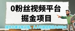 0粉丝视频平台掘金项目，操作方便没有门槛，人人可做轻松日入600+！【揭秘】-最全资源库