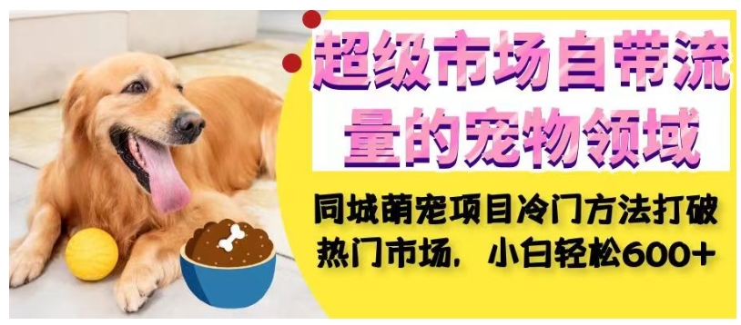 超级市场自带流量的宠物领域,同城萌宠项目冷门方法打破热门市场,小白轻松600+-最全资源库