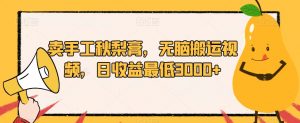 卖手工秋梨膏，无脑搬运视频，日收益最低3000+【揭秘】-最全资源库
