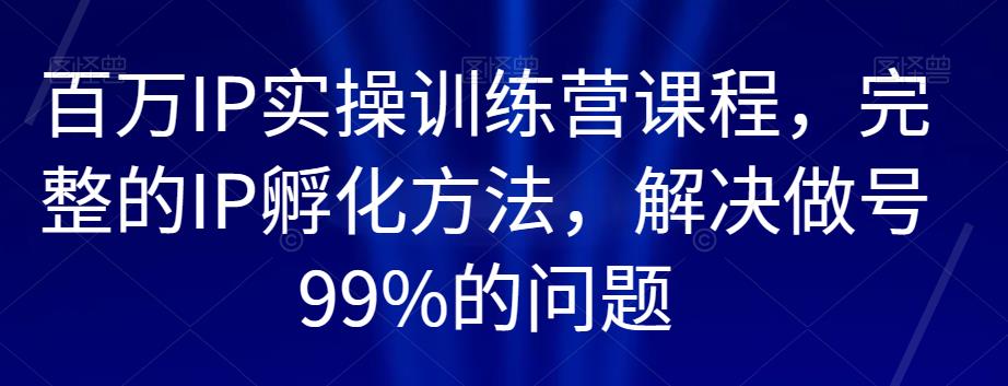 百万IP实操训练营课程，完整的IP孵化方法，解决做号99%的问题-最全资源库