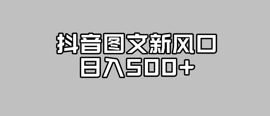 抖音图文最新风口，流量扶持非常高，日入500+【揭秘】-最全资源库