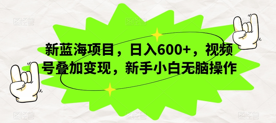 新蓝海项目，日入600+，视频号叠加变现，新手小白无脑操作【揭秘】-最全资源库