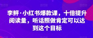 李鲆·小红书爆款课，十倍提升阅读量，听话照做肯定可以达到这个目标-最全资源库