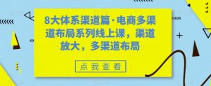 8大体系渠道篇·电商多渠道布局系列线上课，渠道放大，多渠道布局-最全资源库