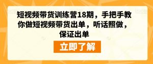 短视频带货训练营18期，手把手教你做短视频带货出单，听话照做，保证出单-最全资源库