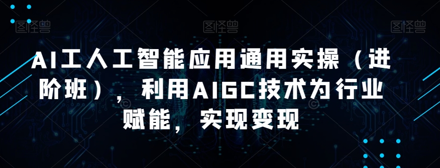 AI工人工智能应用通用实操（进阶班），利用AIGC技术为行业赋能，实现变现-最全资源库
