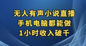 抖音无人有声小说直播，手机电脑都能做，1小时收入破千【揭秘】-最全资源库