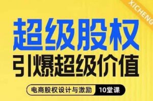 超级股权引爆超级价值,电商股权设计与激励10堂线上课-最全资源库