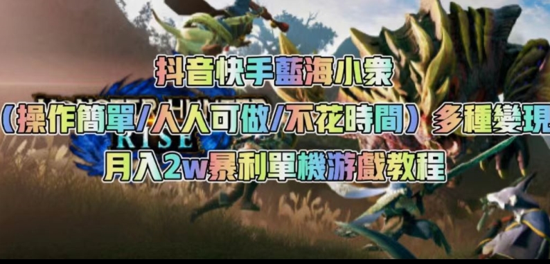 抖音快手蓝海小众（操作简单人人可做不花时间）多种变现月入2w＋暴利单机游戏教程-最全资源库
