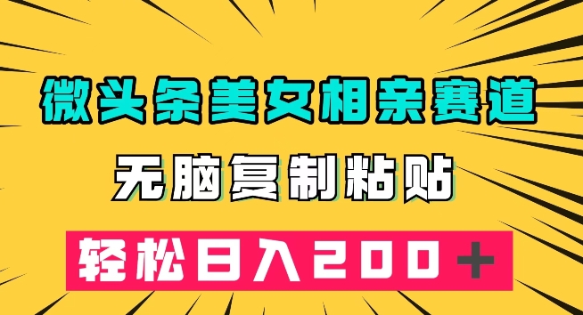 微头条冷门美女相亲赛道,无脑复制粘贴,轻松日入200+【揭秘】-最全资源库