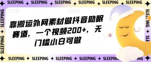 靠搬运外网素材做抖音助眠赛道，一个视频200+，无门槛小白可做【揭秘】-最全资源库