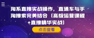 淘系直搜实战操作，直通车与手淘搜索完美结合（高级运营课程+直搜精华实战）-最全资源库