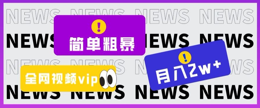 简单粗暴零成本,高回报,全网视频VIP掘金项目,月入2万+【揭秘】-最全资源库