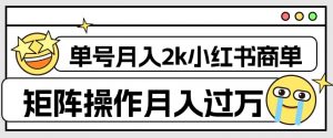 外面收费1980的小红书商单保姆级教程，单号月入2k，矩阵操作轻松月入过万-最全资源库