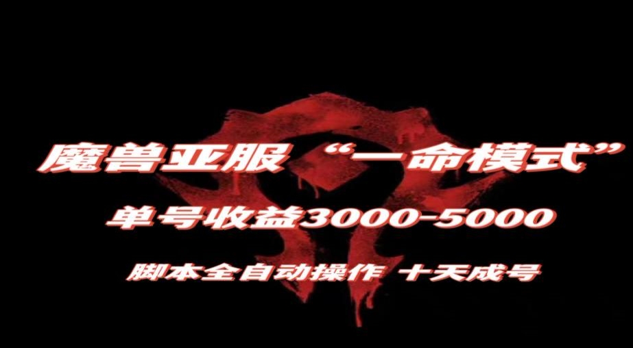 魔兽亚服一命模式,10天成号-单号3千-5千,脚本全自动操作,保姆级教学【揭秘】-最全资源库