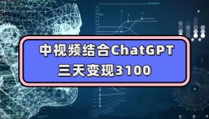 中视频结合ChatGPT，三天变现3100，人人可做玩法思路实操教学【揭秘】-最全资源库