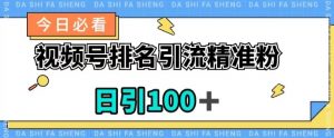 视频号引流精准粉，日引100+，流量爆炸【揭秘】-最全资源库
