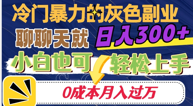 冷门暴利的副业项目，聊聊天就能日入300+，0成本月入过万【揭秘】-最全资源库