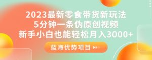 2023最新零食带货新玩法，5分钟一条伪原创视频，新手小白也能轻松月入3000+【揭秘】-最全资源库